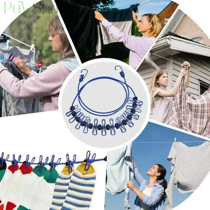 12 Clips Elastic Laundry Rope YZTijarah