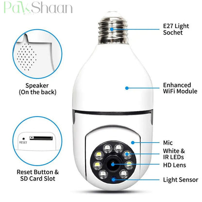 Wifi Bulb Camera 360 Rotation-Color mode & Siren indicator Zam Zam Store